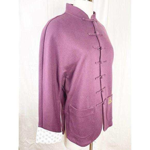 Mens Yishu Deep Purple Jacket With Gold Accents - Picture 2 of 5